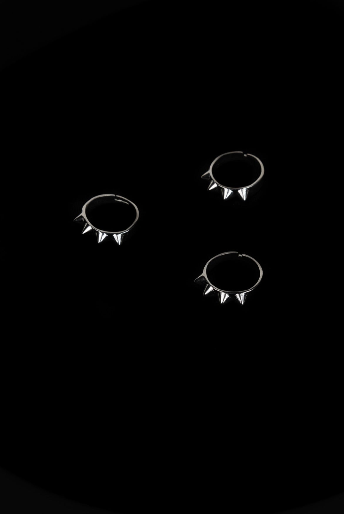 Zylberstein French bold statement fashion luxury jewelry with silver palladium mini studs cones spikes adjustable ring