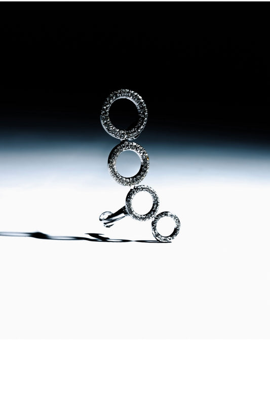 Zylberstein French fashion luxury statement bold jewelry silver palladium metal earcuff earrings with Swarovski crystals rings
