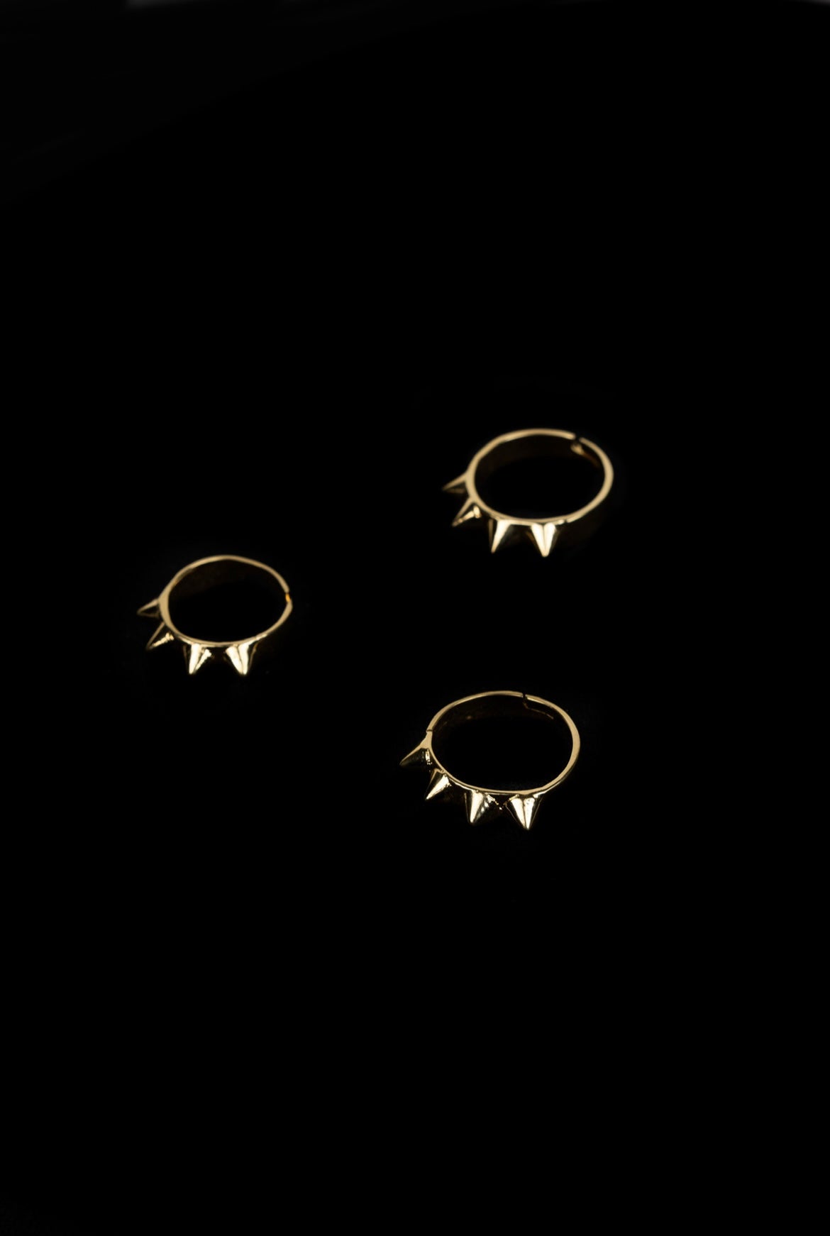 Zylberstein French bold statement fashion luxury jewelry with gold mini studs cones spikes adjustable ring