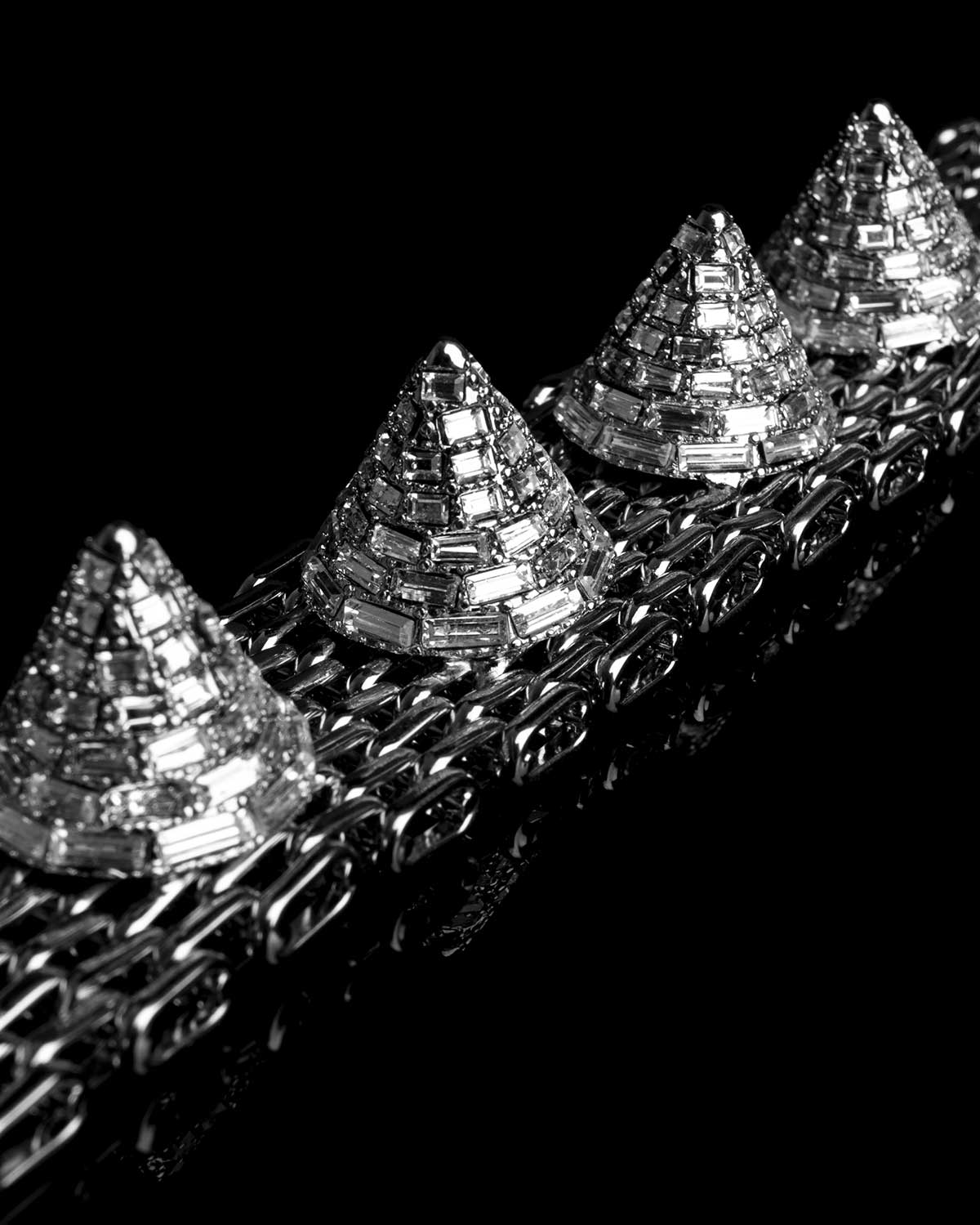 French designer punk rock couture fashion luxury Swarovski crystals chain trendy sustainable statement spike stud choker necklace