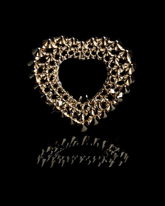 French designer punk rock couture fashion luxury gold trendy sustainable statement spike studded heart double ring