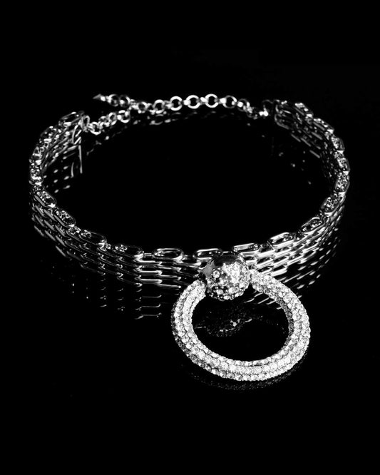 French designer punk rock couture fashion luxury Swarovski crystals chain trendy sustainable statement choker necklace 